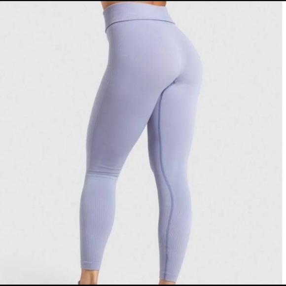 Gymshark Power Down Hugh Waisted Leggings-Steel Blue - Picture 3 of 6